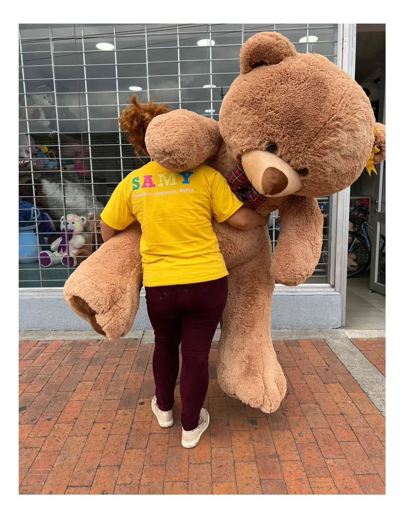 Oso Peluche Gigante 2 Metros Marrón Claro +moño +3 Globos Marrón