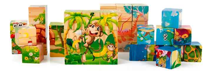 Rompecabezas 3D Madera Otra Marca 6 Caras Dibujos Animados 9 Piezas