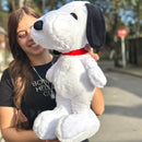 Peluche Perro Snoopy Grande 55cm + Moño + 3 Globos Blanco