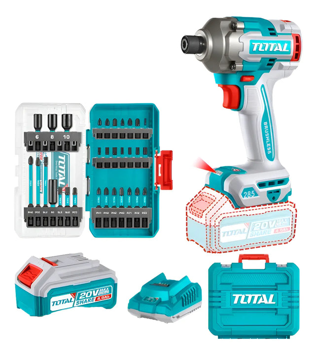 Atornillador De Impacto Inalambrico 1/4 20v 285nm + Juego De