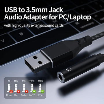 Adaptador De Audio Usb A Conector De 0.138 In, Tarjeta De So