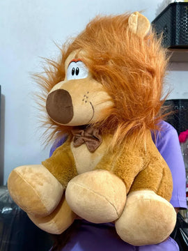 Leon De Peluche 50cm Perfumado + Moño + Globos Naranja