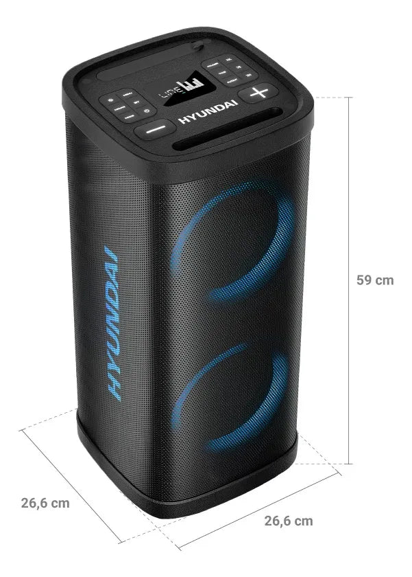 Parlante Recargable Hyundai Bluetooth/fm/usb 150 Watts Negro