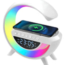 Parlante Lámpara Rgb + Carga Inalámbrica + Reloj Bt-3401 Blanco