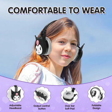 Audífonos Diadema Diferentes Personajes Bluetooth Ajustables Color Kuromi Negro