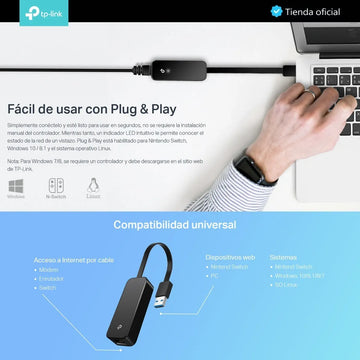 Tp-link, Adaptador De Red Usb 3.0 A Ethernet Gigabit, Ue306