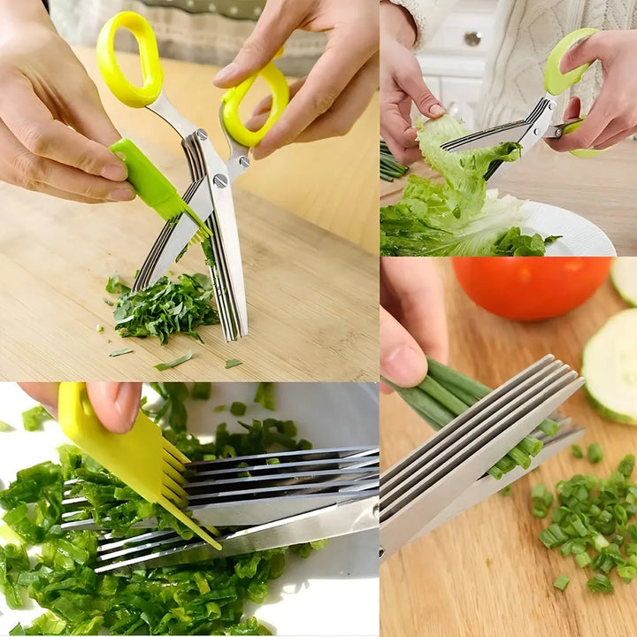 Tijeras de cocina con 5 cuchillas para cortar ensaladas, hierbas y condimentos