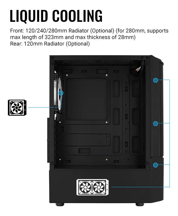 Gabinete Gamer Aerocool Quantum Mesh 3 Ventiladores Argb Neg Negro