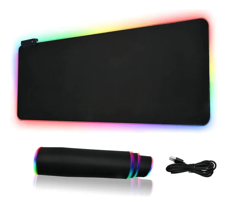 Rgb Alfombrilla De Ratón Iluminada Led Colorido Para Juegos Negro