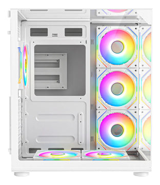 Chasis Gamer Iceberg Crystal Cube S 6 Fans Argb Atx Blanco