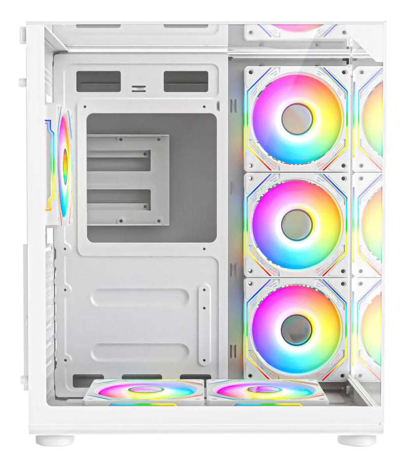 Chasis Gamer Iceberg Crystal Cube S 6 Fans Argb Atx Blanco