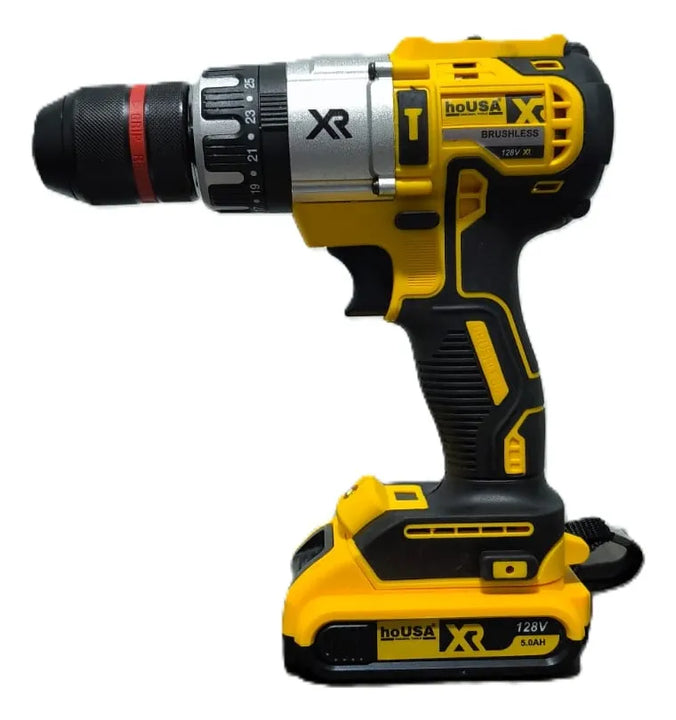 Taladro Inalambrico De 128v Potente Eficaz Tipo Industrial - Amarillo - 50-60 Hz