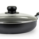 Sarten 24cm Universal Aliada + Tapa Vidrio L39426 Color Negro
