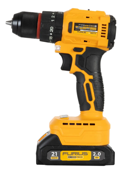 Taladro Percutor Inalamb 1/2 45nm + 2 Bate Brushless Furius Amarillo 50/60