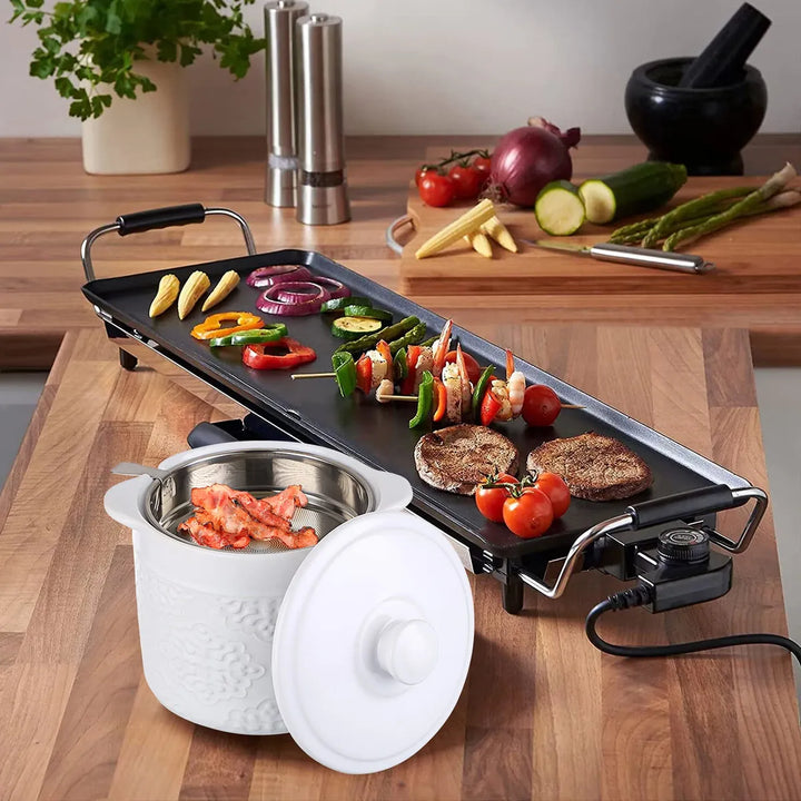 Bstkey Recipiente De Grasa De Tocino De Ceramica Con Colador