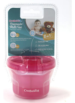 Dosificador De Leche De 3 Compartimientos Para 3 Biberones Rosado Solo Color