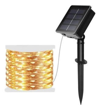 Luces Navideñas Guirnalda 12metros 100 Led Con Energía Solar Luz Cálida