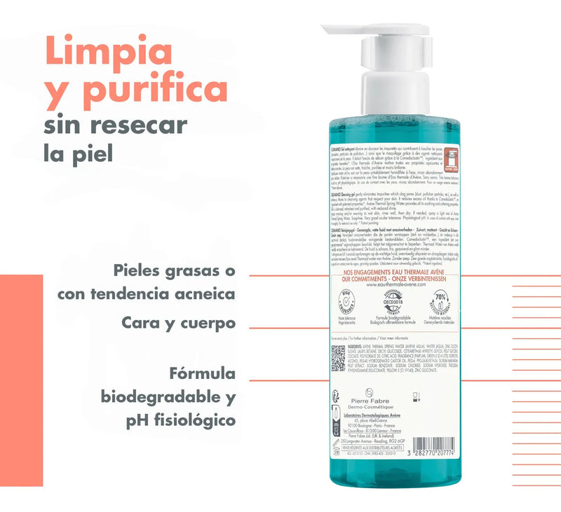 Avene Cleanance Gel Limpiador Anti-imperfecciones 400 Ml para piel mixta de día y noche