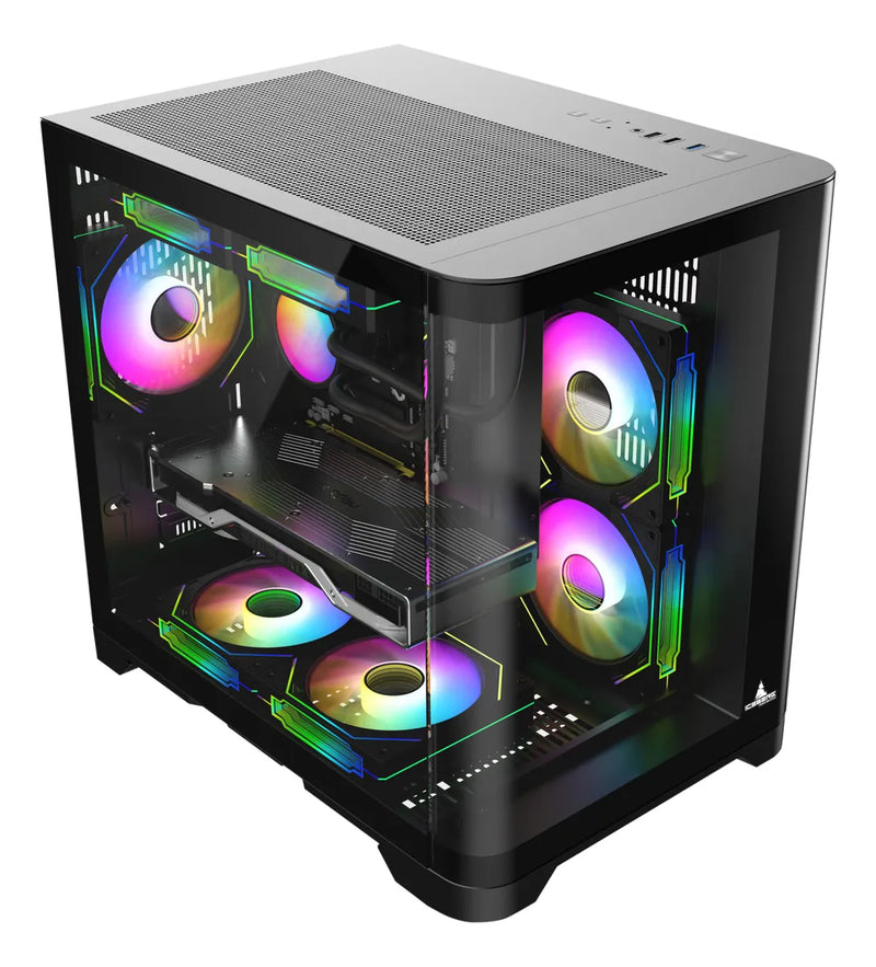 Chasis Gamer Iceberg Wave Negro M-atx 3 Ventiladores Argb