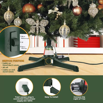 Árbol Base Giratoria Navidad Soporta Árbol Hasta 3.20 Metros Verde