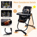 Silla Alta Plegable Ajustable Con Ruedas Para Bebés Negro