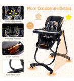 Silla Alta Plegable Ajustable Con Ruedas Para Bebés Negro
