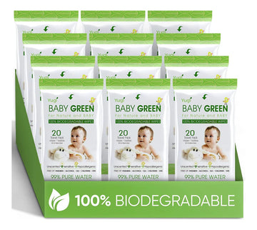 Toallitas Verdes Para Bebe, Biodegradables Y Suaves.