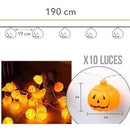 Guirnalda 10 Led Calabazas Extensión Halloween 2mt Pilas Aa