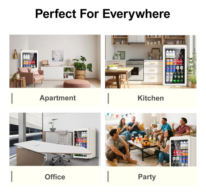 Refrigerador Mini De Bebidas Retro Con Puerta De Vidrio 3.2