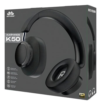 Audífonos Bluetooth K50 Movisun Inalámbricos Diadema Color Negro