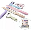 Juego De Cuchillos Set X6 Piezas Colores Pastel + Estuche Pateles