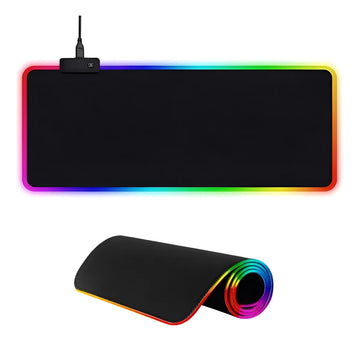 Rgb Alfombrilla De Ratón Iluminada Led Colorido Para Juegos Negro
