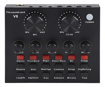 Tarjeta De Sonido V8- Mezclador De Audio,transmision En Vivo Negro