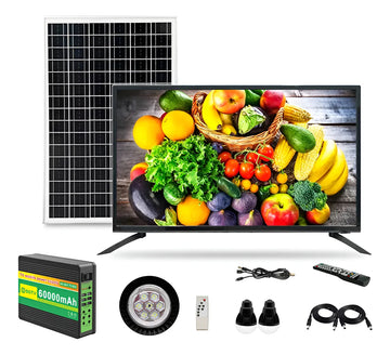 Televisor Solar 32 Pulg Batería 60000mah Panel Bombillos Con