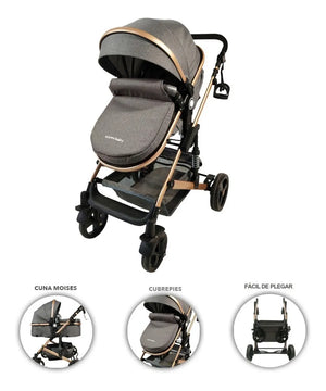 Coche Bebe Moisés Happy Baby Fj Color Gris