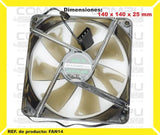 Zfan14 Ventilador 12v 14 Centimetros Molex 3 Pines Computoys