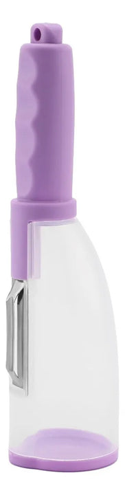 Picador Pelador De Verduras Y Frutas Con Recipiente Morado