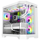 Chasis Gamer Iceberg Crystal Edge Con 7 Ventiladores Argb Blanco