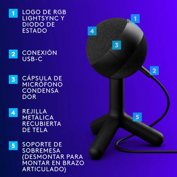 Micrófono De Condensador Logitech G Negro/rgb