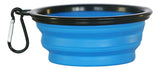 Plato De Goma Plegable Portátil De Mascotas Perro Y Gato Color Azul