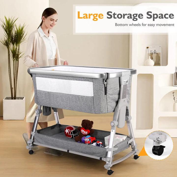 Moiss Para Beb Con Cesta De Almacenamiento Y Ruedas, Cuna Fc