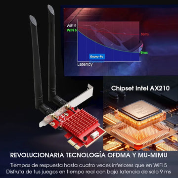 Tarjeta Pci Express Wifi 6e Bluetooth 5.3 Redes 5 6 Ghz Wpa3