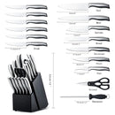 Juego Cuchillos Cocina Set 15 Piezas Acero Quirúrgico Base De Madera Modernos Premium