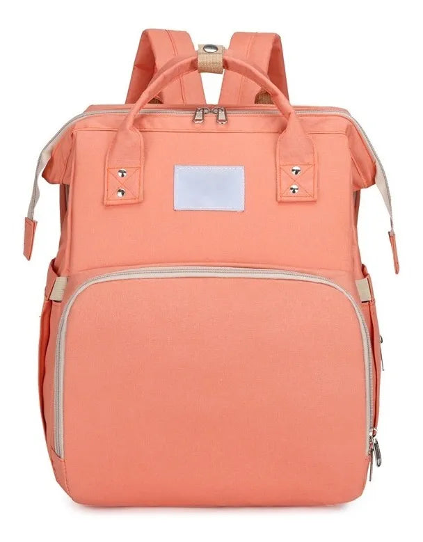 Mochila Bolso Maternal Bebé Cuna Gran Capacidad Impermeable Color Salmón