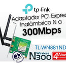 Tarjeta Red Pci Express Wifi N 300mbps Tp-link Tl-wn881nd