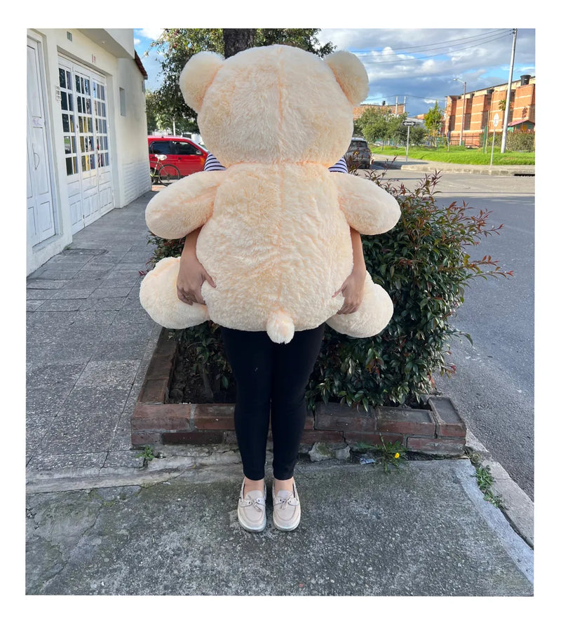 Osa De Peluche Grande De 1 Metro Perfumada Y Con Moño De Reg Crema