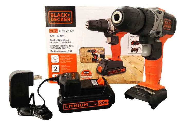 Taladro 3/8 Inalamb Percutor 20v Vvr + Brocas B&d Bcd704c1-b - Naranja