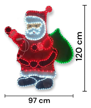 Papá Noel En Manguera Led Luces Navideñas Roja, Blanco Y Verde