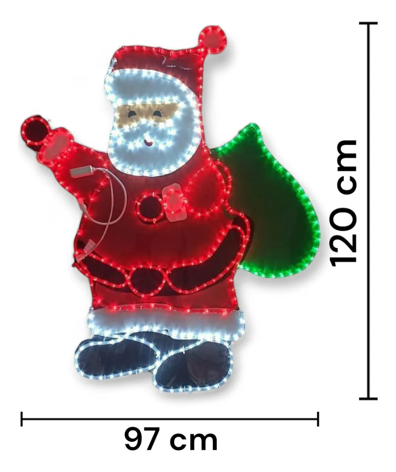 Papá Noel En Manguera Led Luces Navideñas Roja, Blanco Y Verde