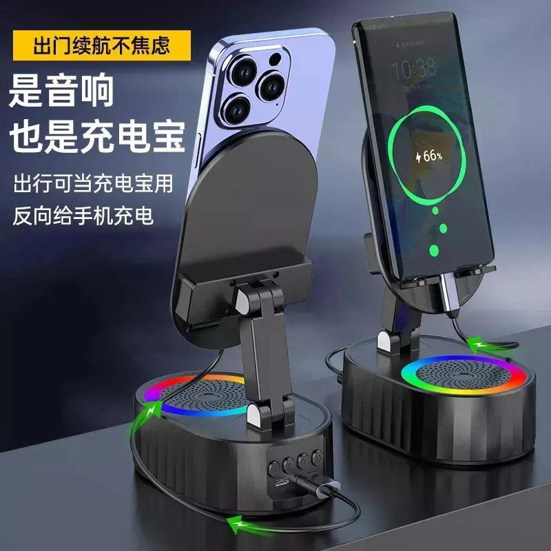 Soporte De Telefono Con Audio Por Induccion + Bluetooth +luz Disponible